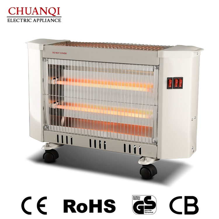 1500W 3 Tubes Quartz Heater With Castors