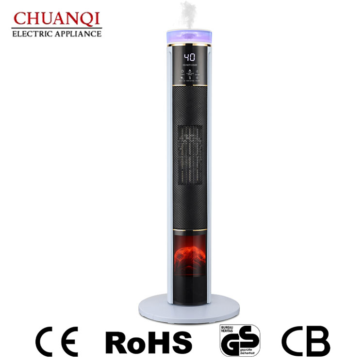 2000W PTC Tower Fan Heater With Voice Command Control